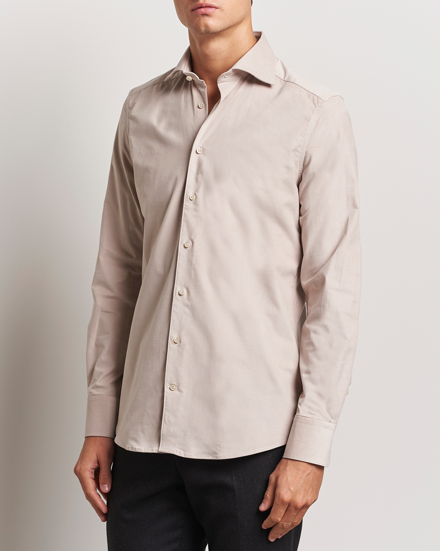 Men | Shirts | Stenströms | 1899 Velvet Baby Corduroy Shirt Beige