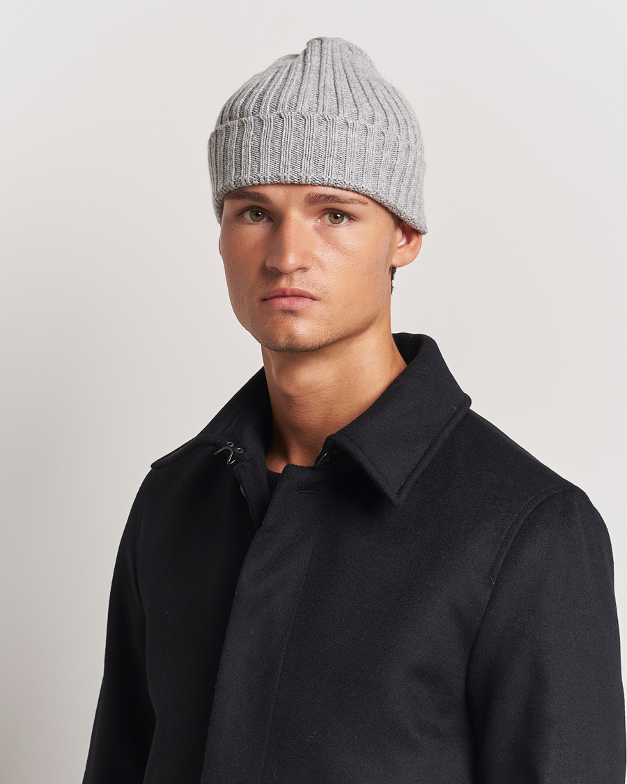 Men | Stenströms Ribbed Cotton/Cashmere Hat Grey | Stenströms | Ribbed Cotton/Cashmere Hat Grey