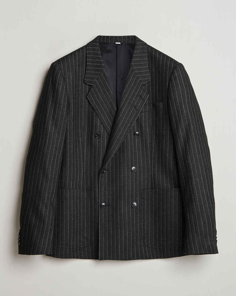 Men | Blazers | Tiger of Sweden | Jeen Pinstriped Double Breasted Blazer Charcoal