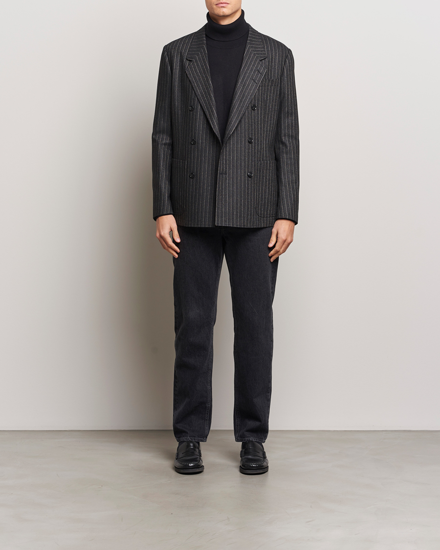 Men | Blazers | Tiger of Sweden | Jeen Pinstriped Double Breasted Blazer Charcoal