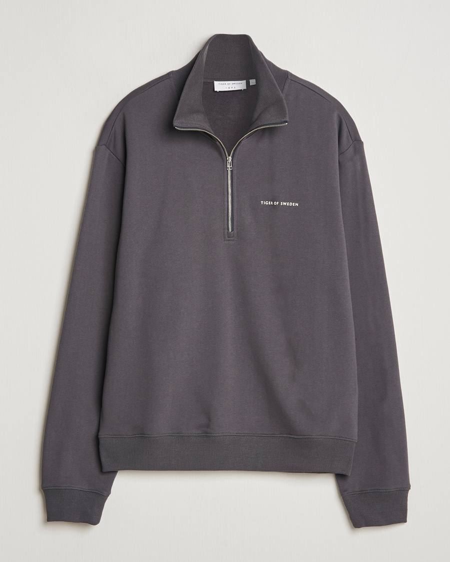 Men | Sweaters & Knitwear | Tiger of Sweden | Marlon Half Zip Sweatshirt Charcoal