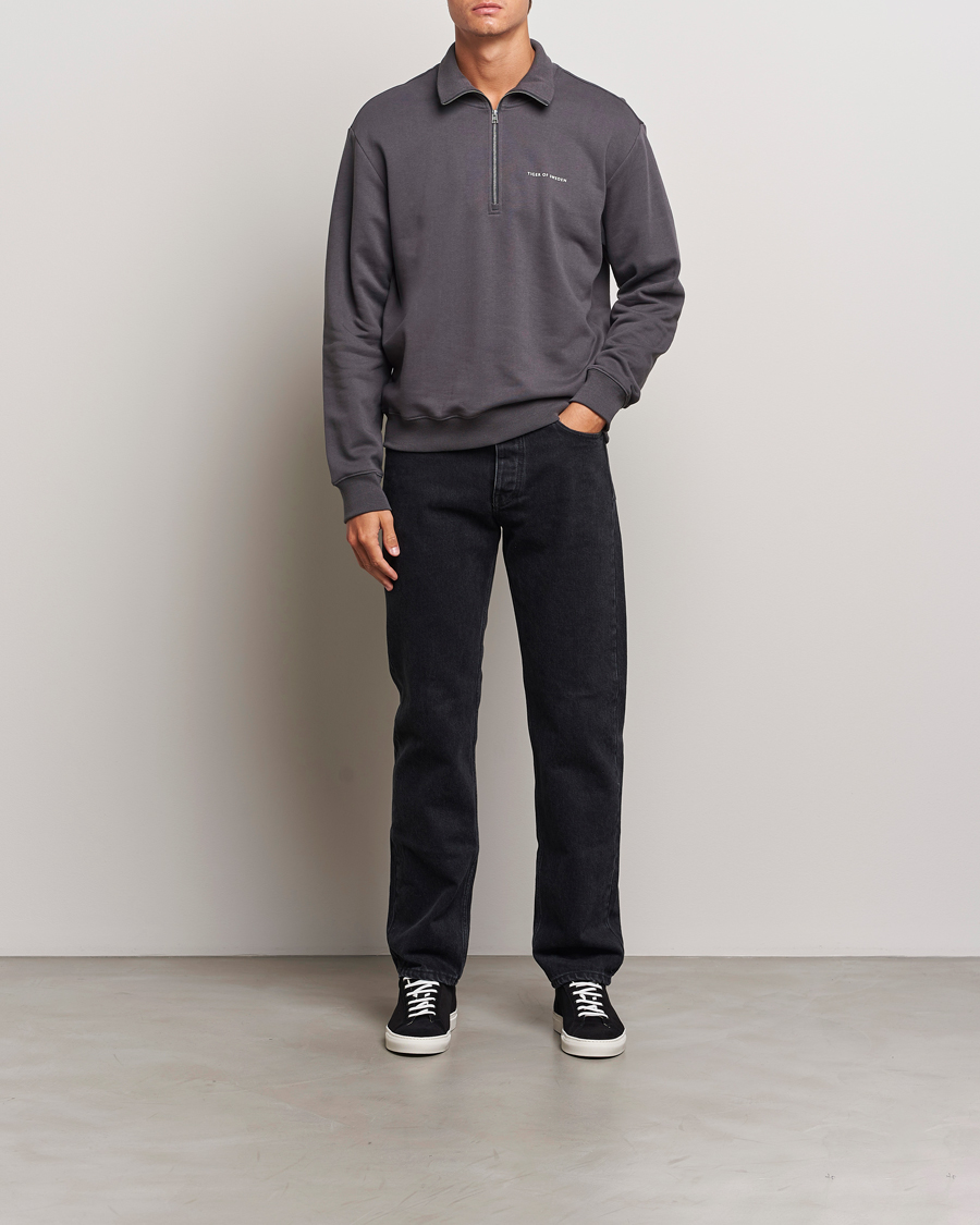 Men | Sweaters & Knitwear | Tiger of Sweden | Marlon Half Zip Sweatshirt Charcoal