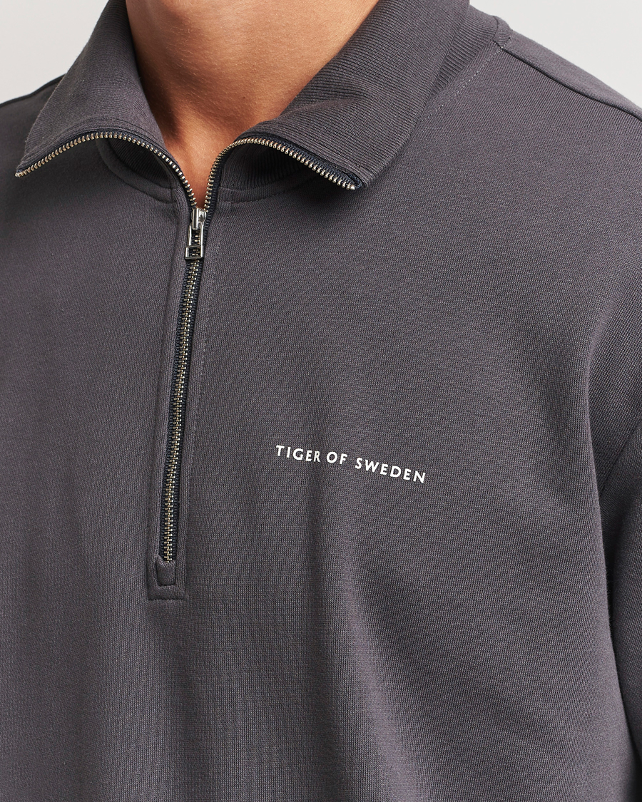 Men | Sweaters & Knitwear | Tiger of Sweden | Marlon Half Zip Sweatshirt Charcoal