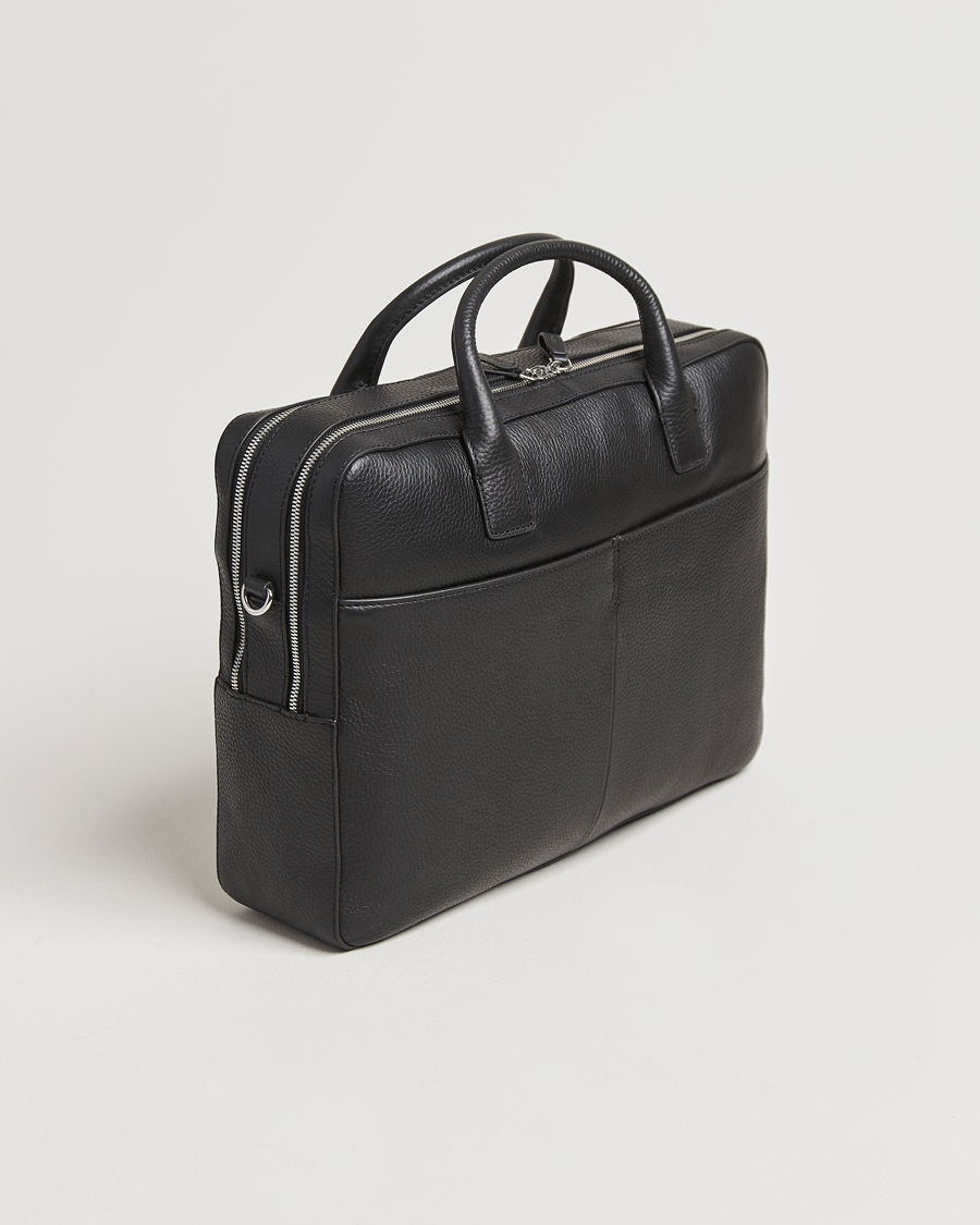 Men | Tiger of Sweden Beridare Double Zip Leather Briefcase Black | Tiger of Sweden | Beridare Double Zip Leather Briefcase Black