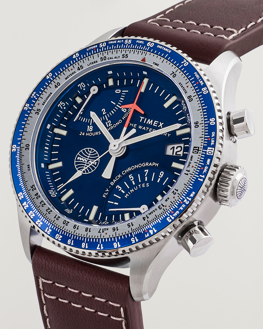 Men | Timex Pan Am Flyback Chronograph 43mm Blue Dial | Timex | Pan Am Flyback Chronograph 43mm Blue Dial
