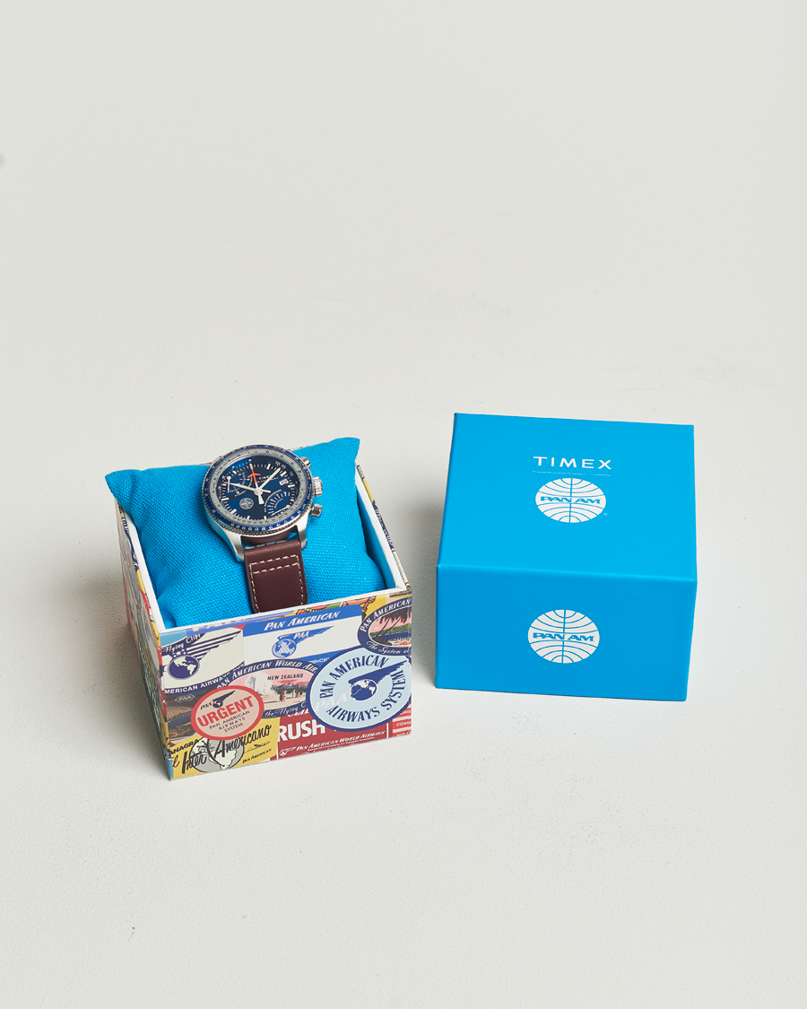 Men | Timex Pan Am Flyback Chronograph 43mm Blue Dial | Timex | Pan Am Flyback Chronograph 43mm Blue Dial