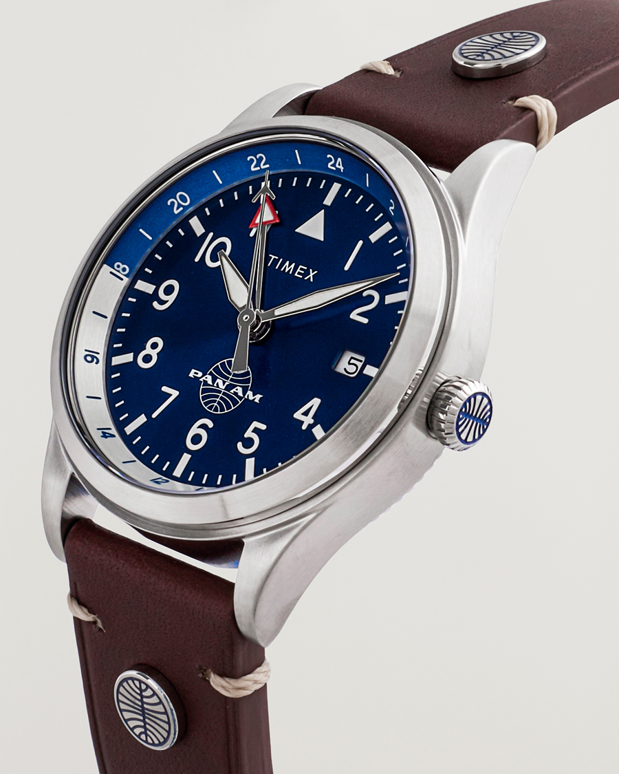 Men | Timex Pan Am GMT Stainless Steel 39mm Blue Dial | Timex | Pan Am GMT Stainless Steel 39mm Blue Dial