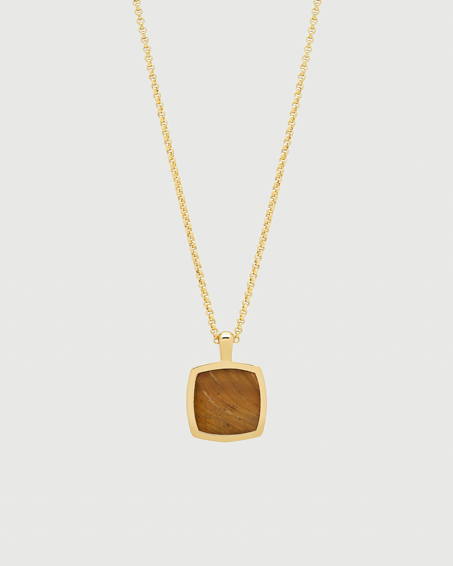 Men | Tom Wood Cushion Pendant Tiger Eye Gold | Tom Wood | Cushion Pendant Tiger Eye Gold