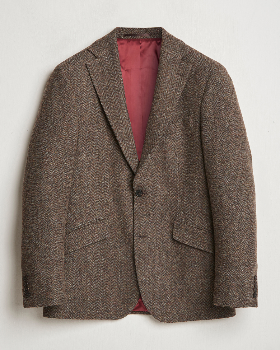 Men | Blazers | Walker Slater | Edward Lambswool Herringbone Blazer Brown