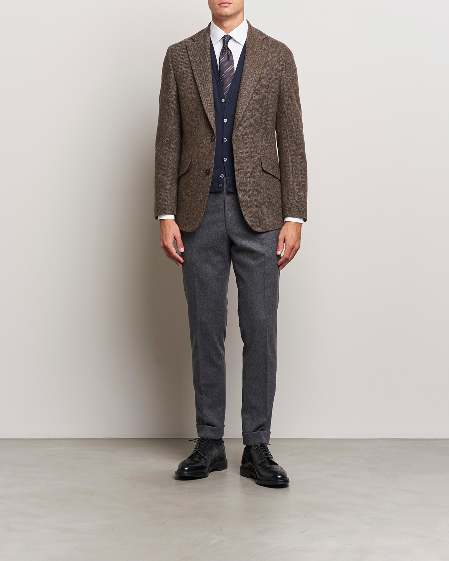 Men | Blazers | Walker Slater | Edward Lambswool Herringbone Blazer Brown