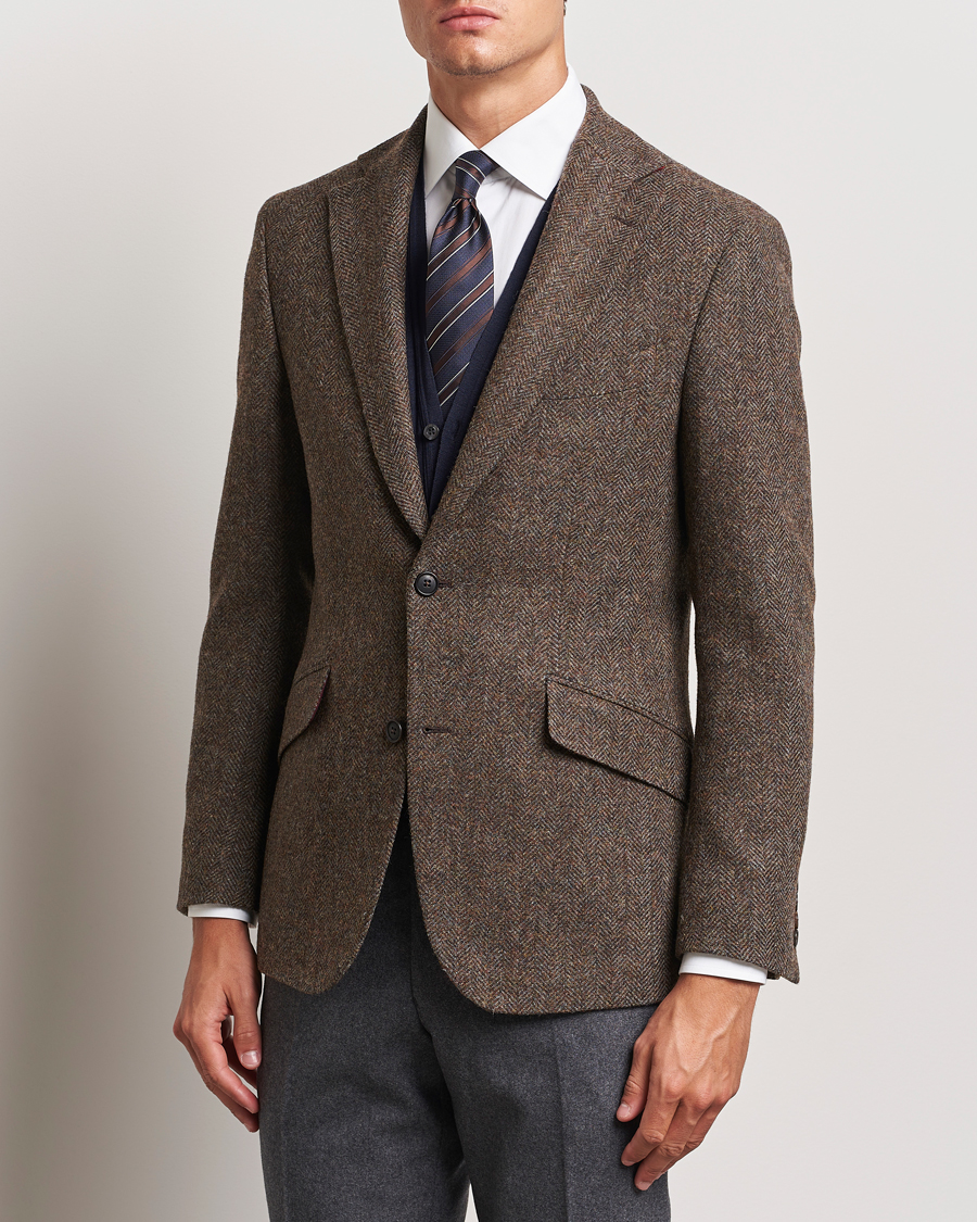 Men | Blazers | Walker Slater | Edward Lambswool Herringbone Blazer Brown