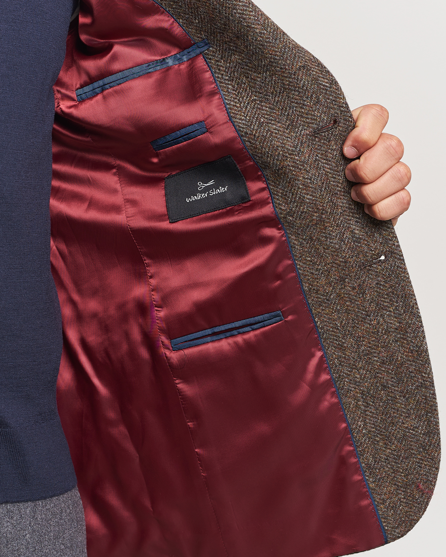 Men | Blazers | Walker Slater | Edward Lambswool Herringbone Blazer Brown