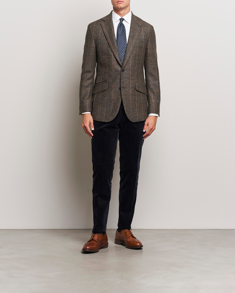 Walker Slater Edward Lambswool Windowpane Blazer Brown at