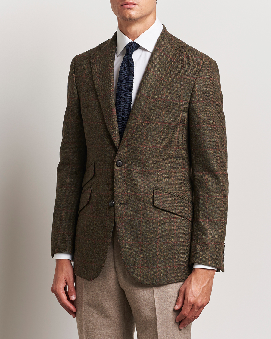 Men | Blazers | Walker Slater | Edward Lambswool Windowpane Blazer Green