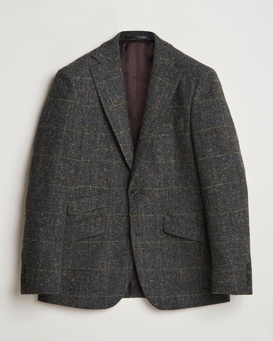 Men | Blazers | Walker Slater | Edward Wool Donegal Windowpane Blazer Dark Grey