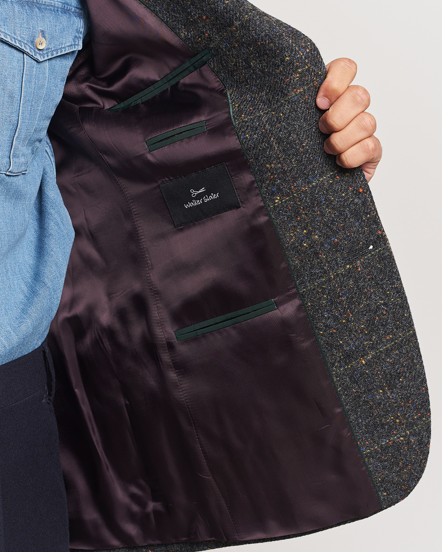 Men | Blazers | Walker Slater | Edward Wool Donegal Windowpane Blazer Dark Grey