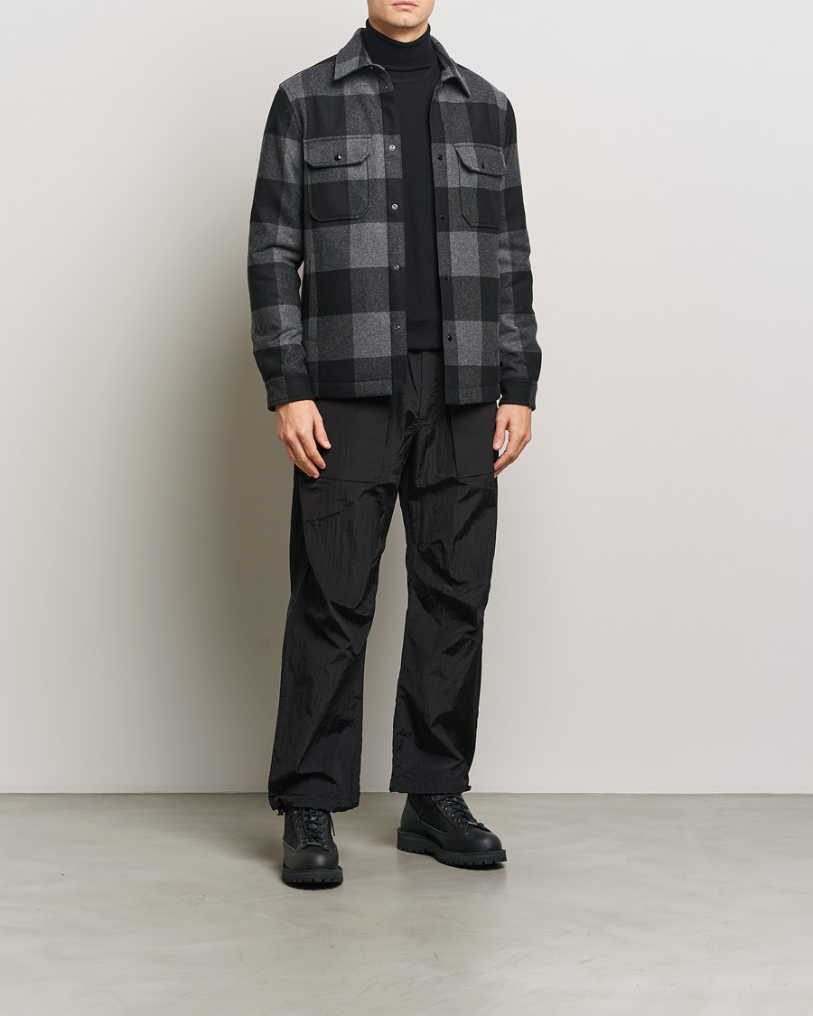 Men | Coats & Jackets | Woolrich | Alaskan Melton Wool Overshirt Charcoal Buffalo