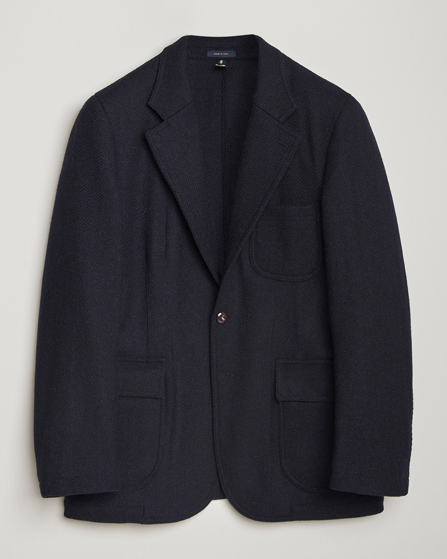 Men | Blazers | Drake's | MKVII Harris Tweed Blazer Navy