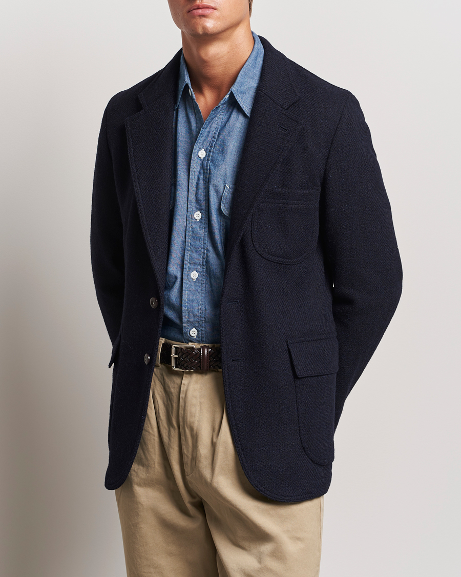 Men | Blazers | Drake's | MKVII Harris Tweed Blazer Navy