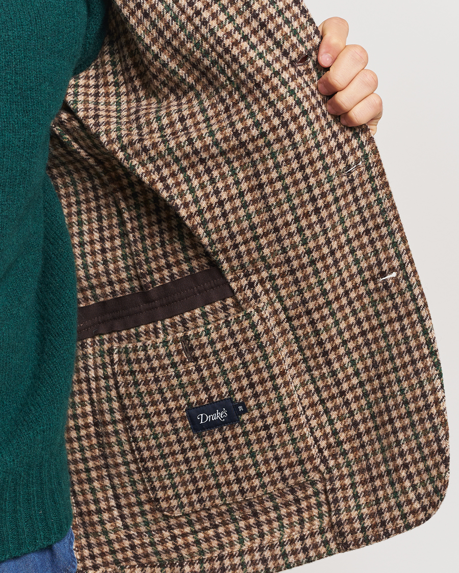 Men | Blazers | Drake's | MKVII Gun Check Tweed Blazer Brown