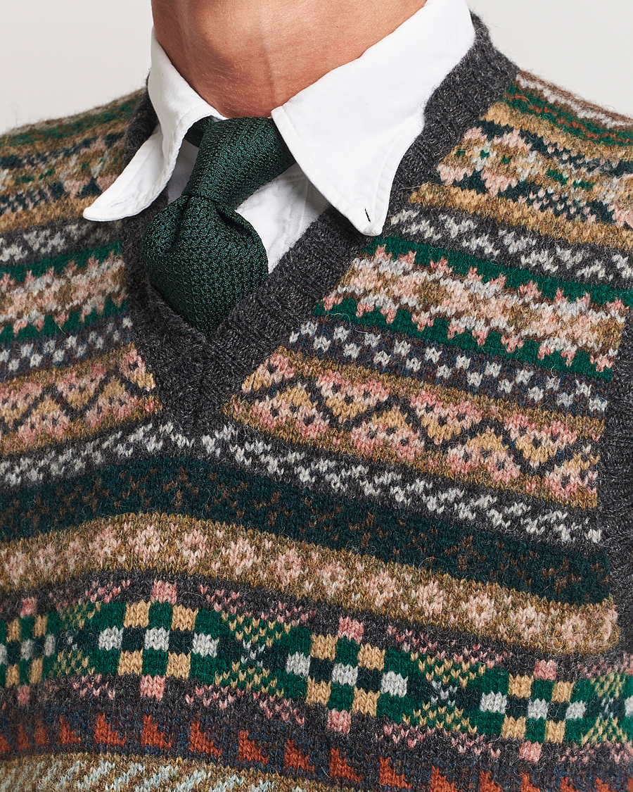 Drake's Fairisle Wool Vest Purple Multi at CareOfCarl.com