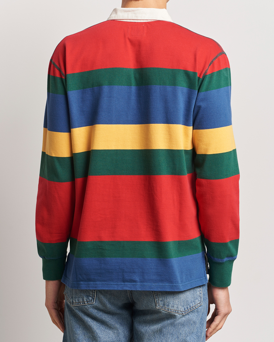 Men | Sweaters & Knitwear | Drake's | Multi Striped Rugby Shirt Red/Green/Blue