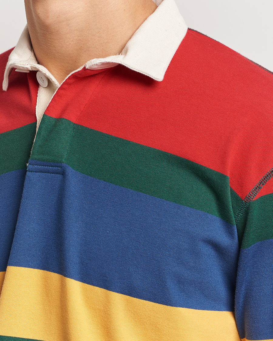 Men | Sweaters & Knitwear | Drake's | Multi Striped Rugby Shirt Red/Green/Blue