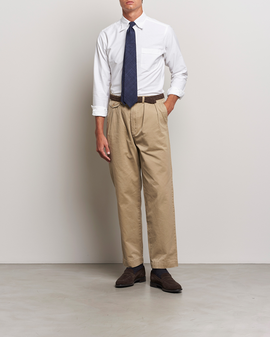 Men | Shirts | Drake's | Button Down Oxford Shirt White