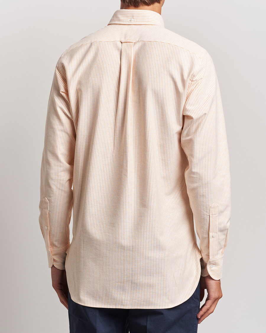 Men | Shirts | Drake's | Striped Button Down Oxford Shirt Orange