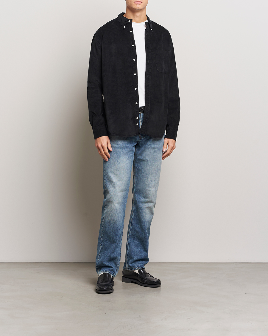 Men | Shirts | Gitman Vintage | Button Down Corduroy Shirt Black