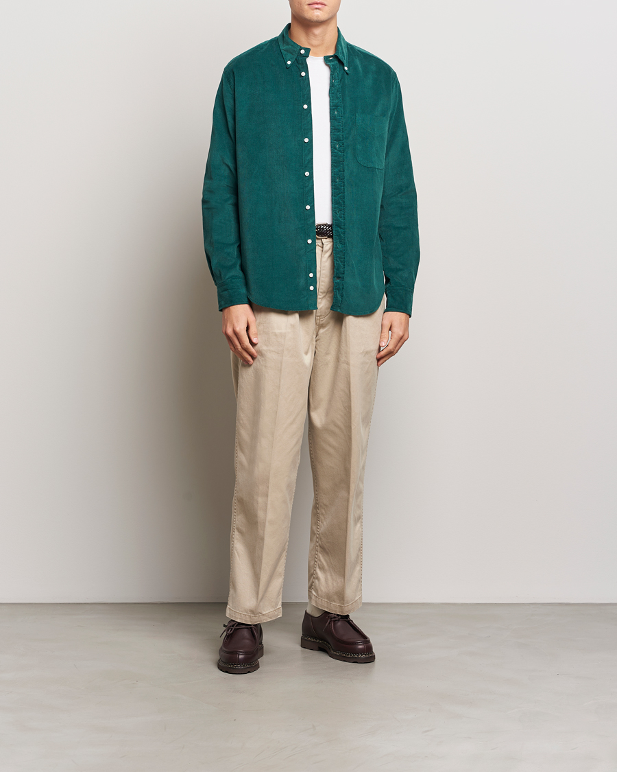 Men | Shirts | Gitman Vintage | Button Down Corduroy Shirt Emerald