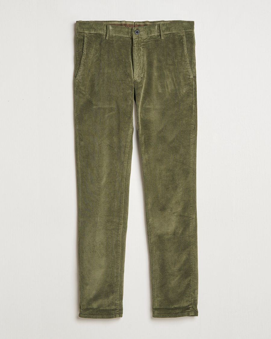 Men | Trousers | Incotex | Slim Fit Leisure Cord Slacks Dark Green