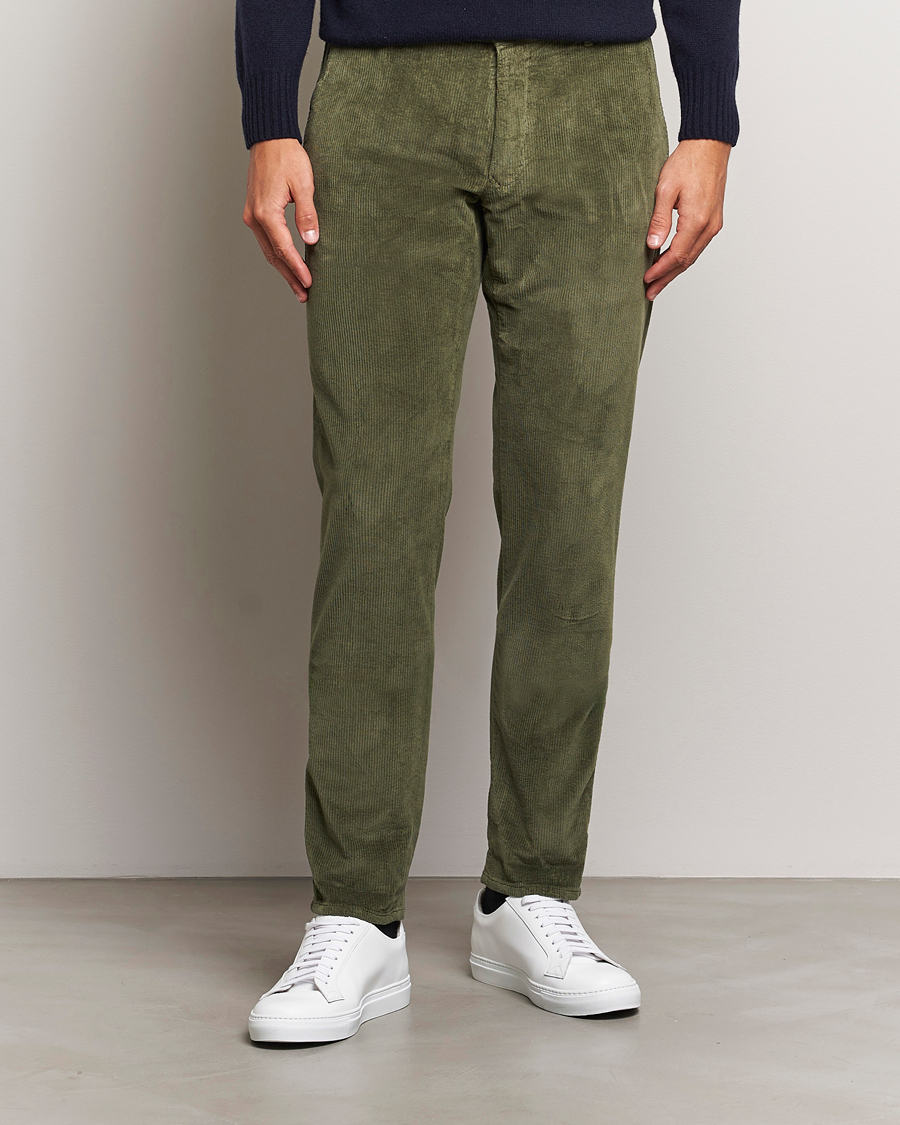 Men | Trousers | Incotex | Slim Fit Leisure Cord Slacks Dark Green