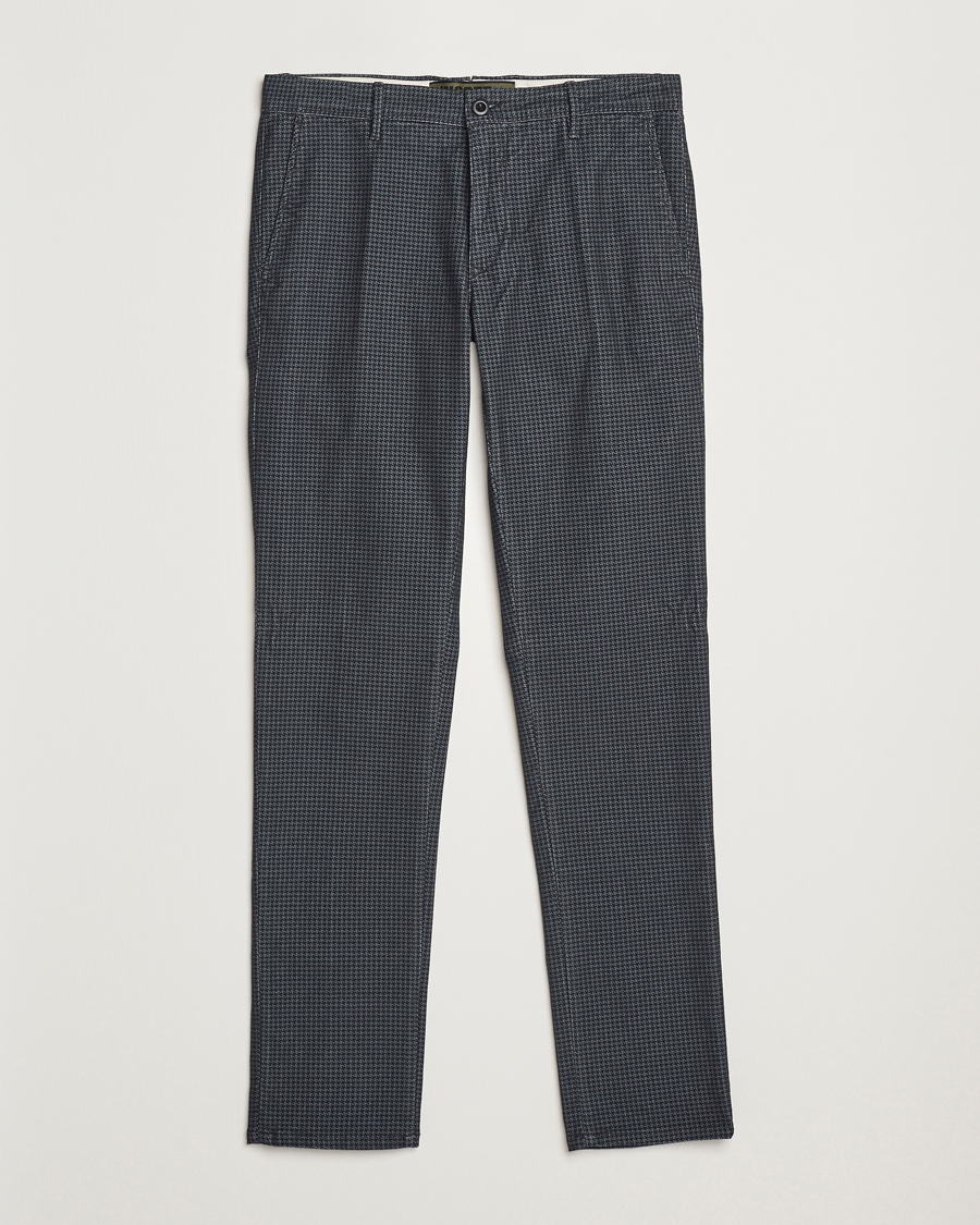 Men | Trousers | Incotex | Slim Fit Houndstooth Cotton Pants Dark Grey