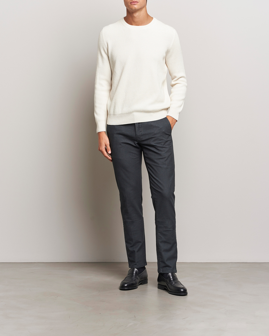 Men | Trousers | Incotex | Slim Fit Houndstooth Cotton Pants Dark Grey