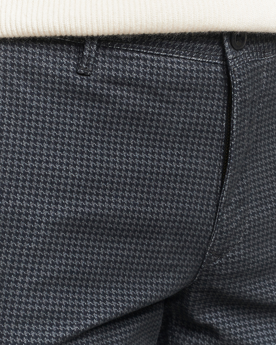 Men | Trousers | Incotex | Slim Fit Houndstooth Cotton Pants Dark Grey