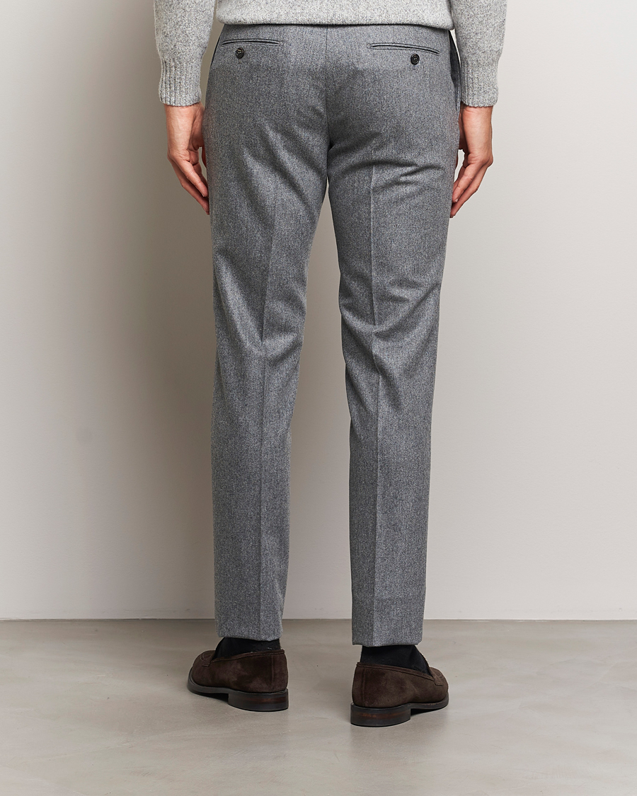 Men | Trousers | Incotex | Slim Fit Carded Flannel Trousers Grey Melange