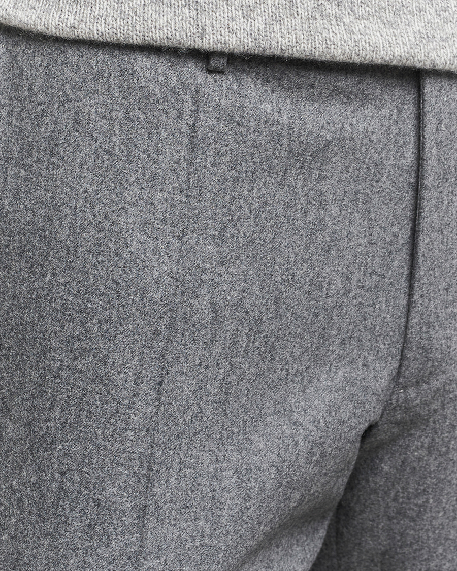 Men | Trousers | Incotex | Slim Fit Carded Flannel Trousers Grey Melange