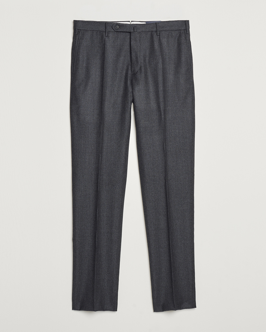 Men | Trousers | Incotex | Slim Fit Houndstooth Flannel Trousers Light Grey