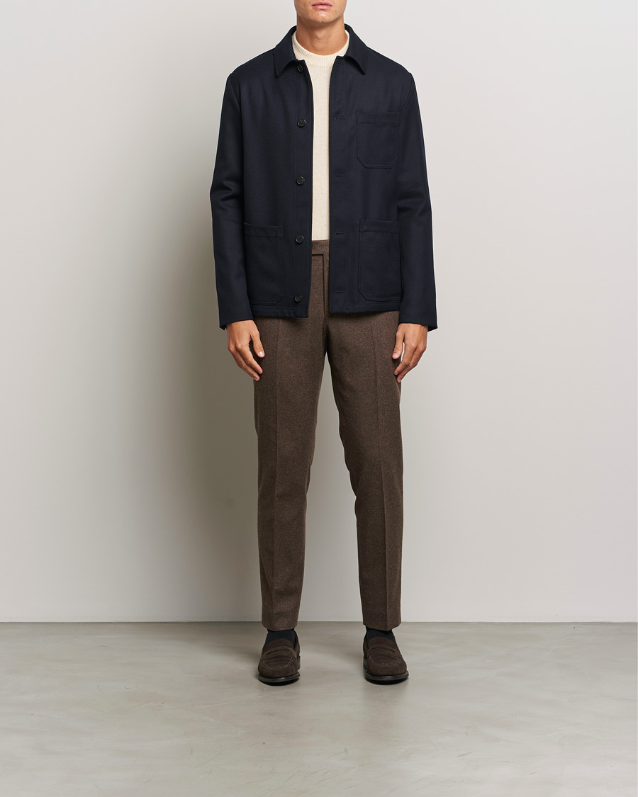 Men | Coats & Jackets | Incotex | Wool Cover Shirt Jacket Navy