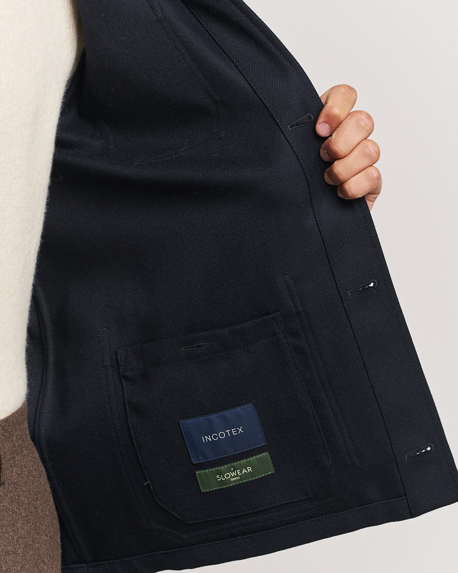 Men | Coats & Jackets | Incotex | Wool Cover Shirt Jacket Navy