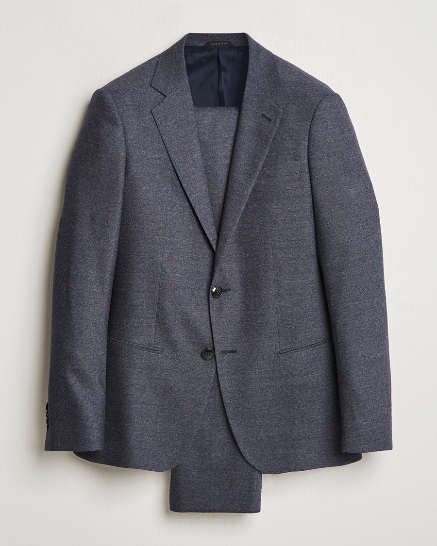 Men | Suits | Giorgio Armani | Soho Wool/Cashmere Flannel Suit Navy Melange