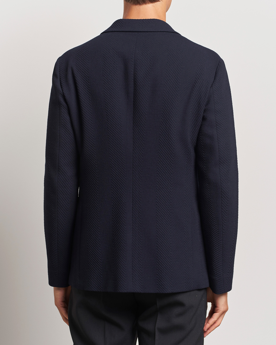 Men | Blazers | Giorgio Armani | Chevron Wool Stretch Blazer Navy