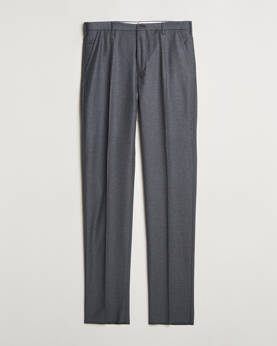 Men | Trousers | Incotex | Regular Fit Flannel Trousers Grey