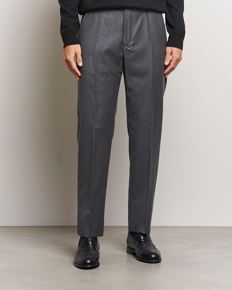 Men | Trousers | Incotex | Regular Fit Flannel Trousers Grey