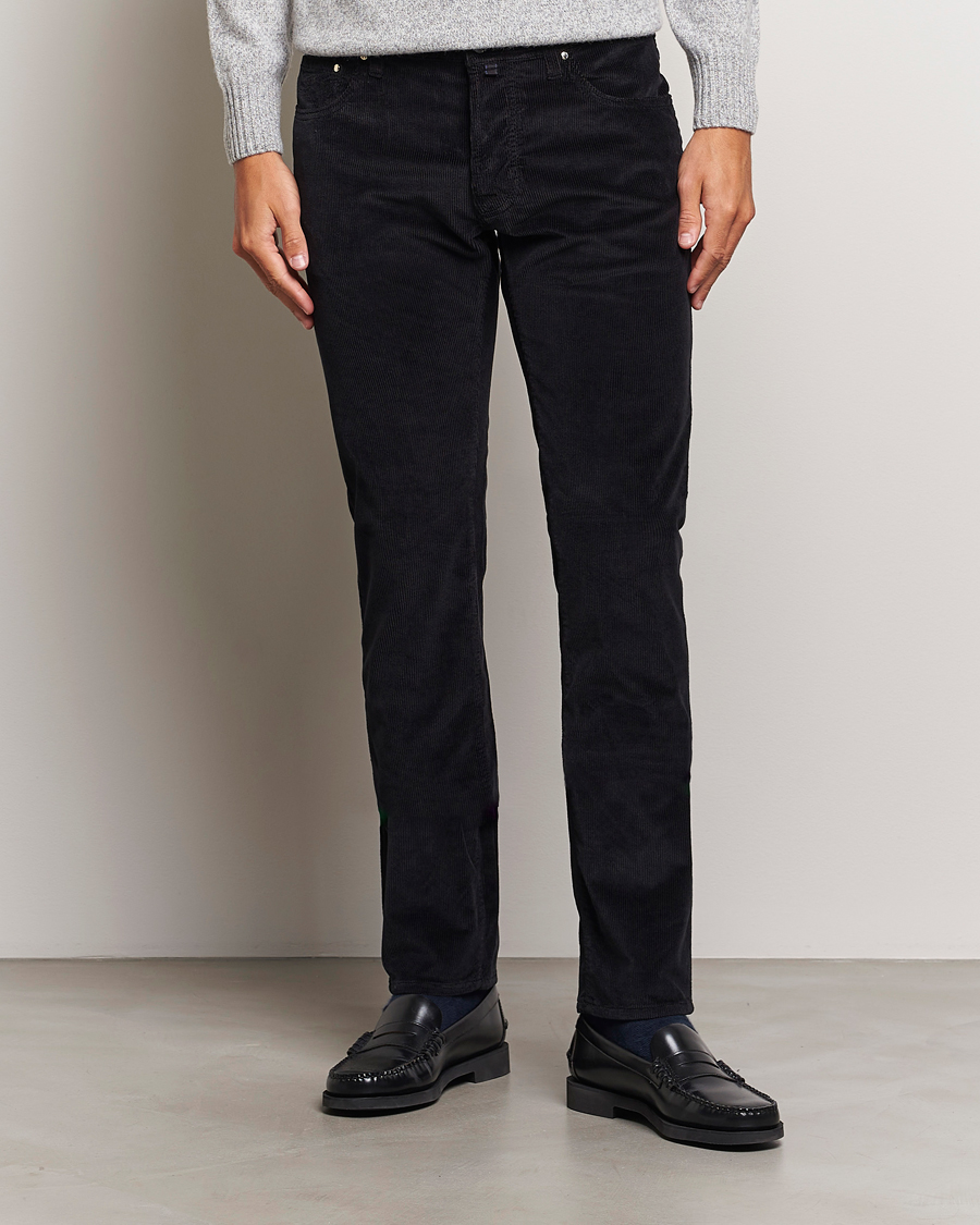 Men | Trousers | Jacob Cohën | Bard 5-Pocket Medium Corduroy Trousers Black