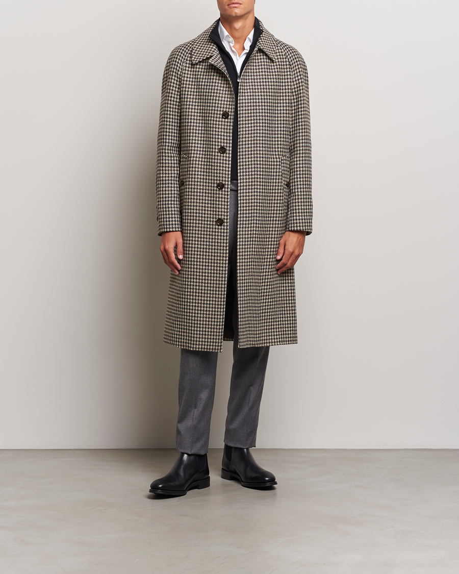 Men | Coats & Jackets | Lardini | Houndstooth Wool/Cashmere Coat Brown