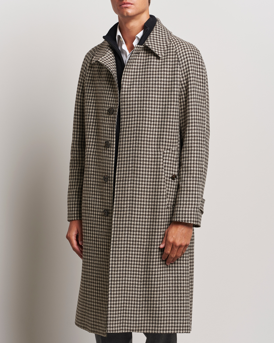 Men | Coats & Jackets | Lardini | Houndstooth Wool/Cashmere Coat Brown