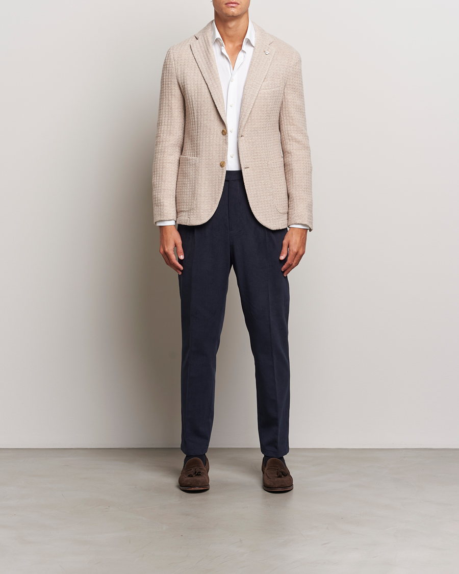 Men | Blazers | L.B.M. 1911 | Knitted Punto Wool Structure Blazer Camel