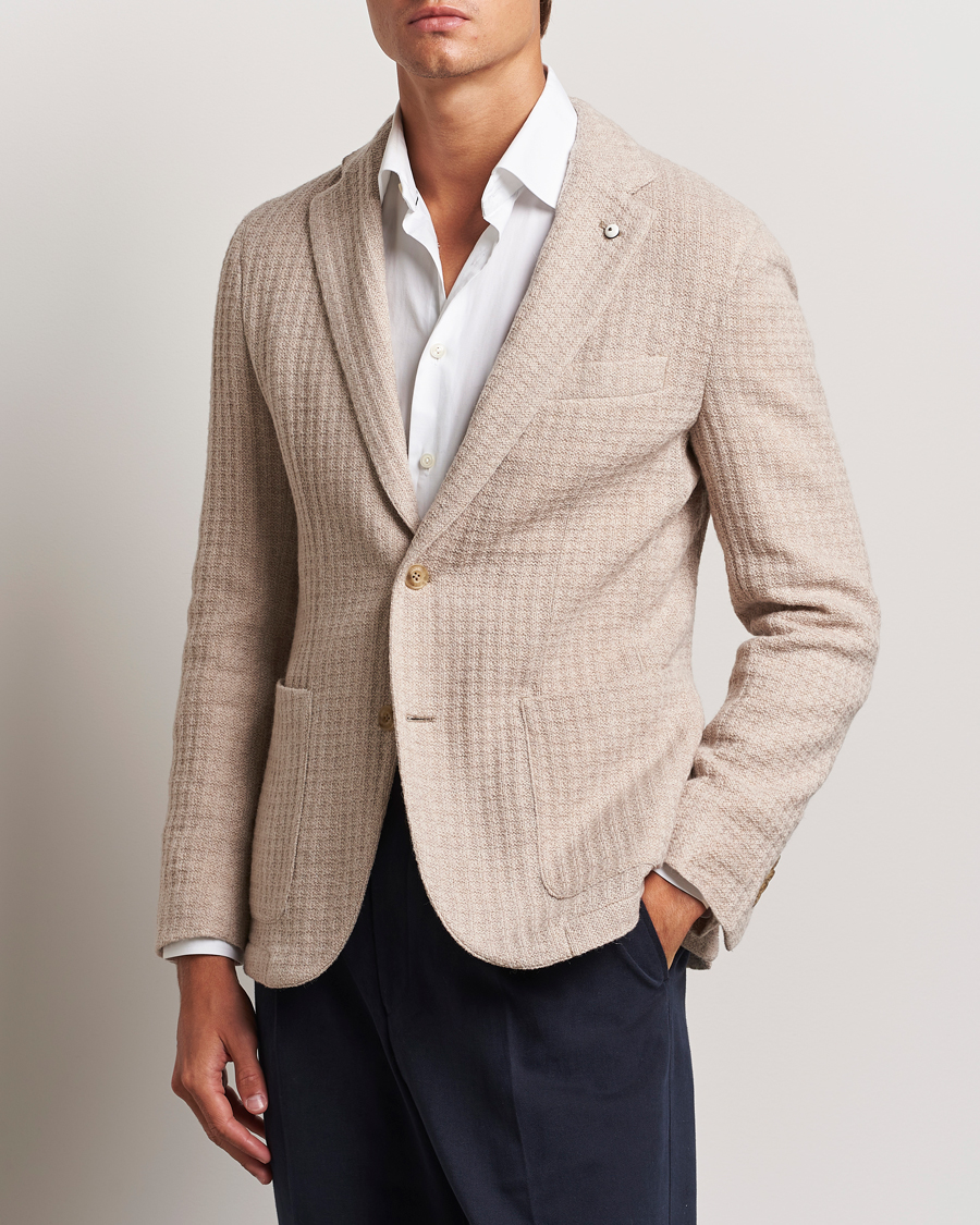 Men | Blazers | L.B.M. 1911 | Knitted Punto Wool Structure Blazer Camel